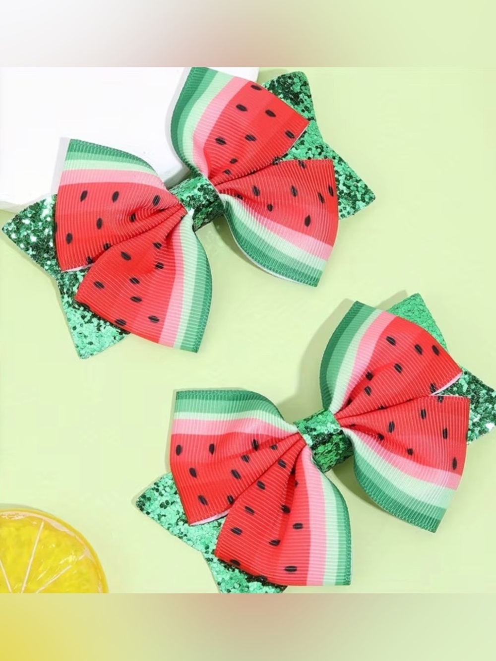 NEW Watermelon Print Hair Bow Clip - Kids Accessories